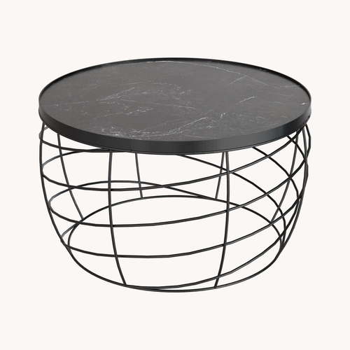 Masterliving Cesto sofabord i sort med marmorplade, Ø65 cm