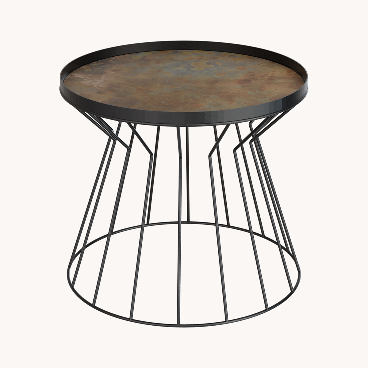 Masterliving Coni sofabord i sort med stenplade, Ø50 cm