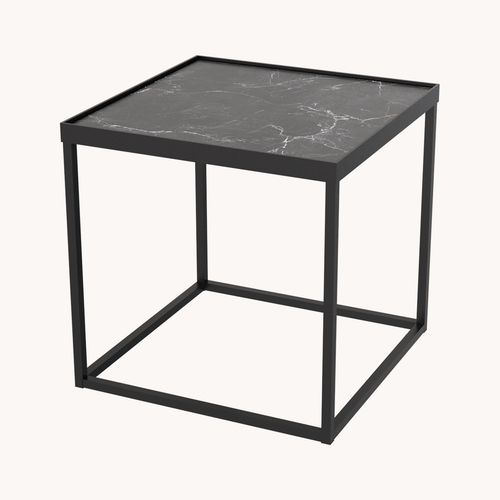 Masterliving Cube sofabord i sort med marmorplade, 45×45 cm