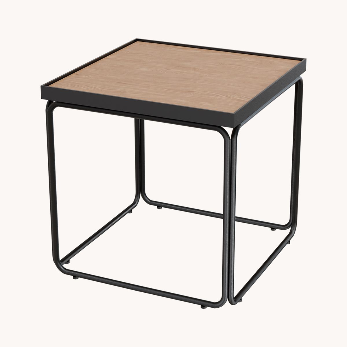 Masterliving Rounded sofabord i sort med egetræsplade, 45×45 cm