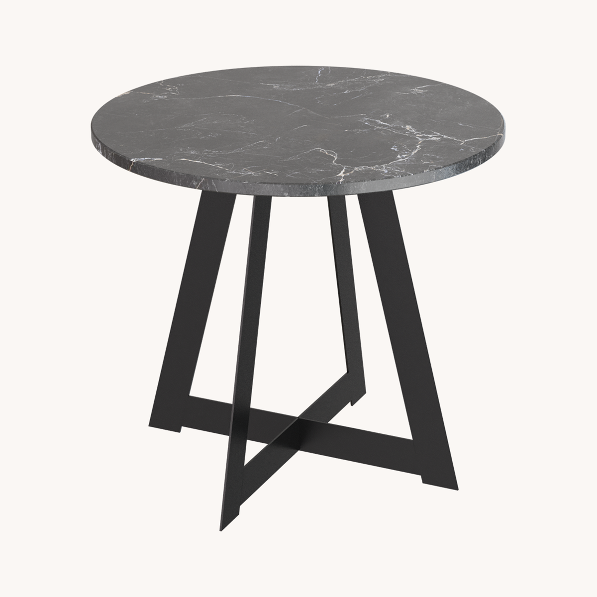 Masterliving Triangle sofabord i sort med marmorplade, Ø50 cm
